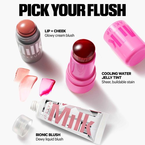 Milk Makeup Cooling Water Jelly Tint – Sheer Lip + Cheek Stain with Vegan Collagen, Seawater + Aloe – Hydrating, Long-Lasting, Buildable Lip Tint + Blush – 2-Pack – Burst + Chill, 0.17 oz
