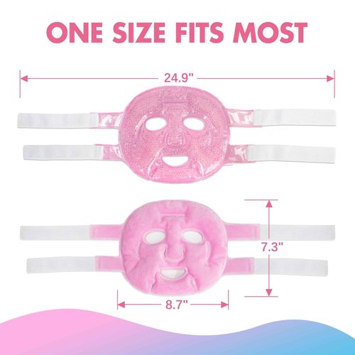 LotFancy Face Ice Pack, Reusable Ice Face Mask, Gel Bead Cold Face Eye Mask, Hot Cold Compress for Puffiness, Facial Routine, Post-Surgical Recovery, Headache, Skin Care, Post Laser Care (Pack of 2)