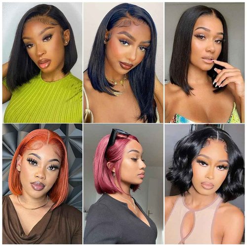 UTIDE 13x4 Lace Front Bob Wig Human Hair HD Lace Glueless Short Straight Frontal Bob Wig for Black Women Human Hair Pre Plucked with Baby Hair Side Part 150% Density Natural Color 12 Inch