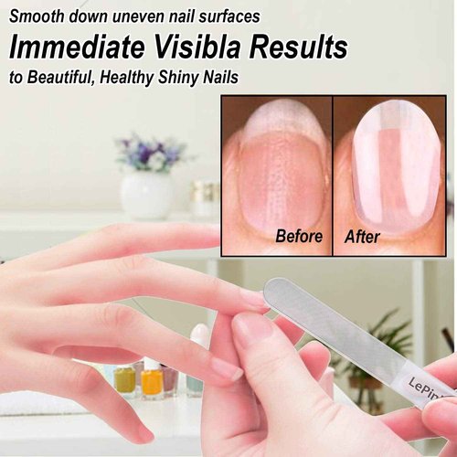 LePinko Salon-Quality Cuticle Trimmer with Cuticle Pusher and Nano Glass Nail Shiner Set
