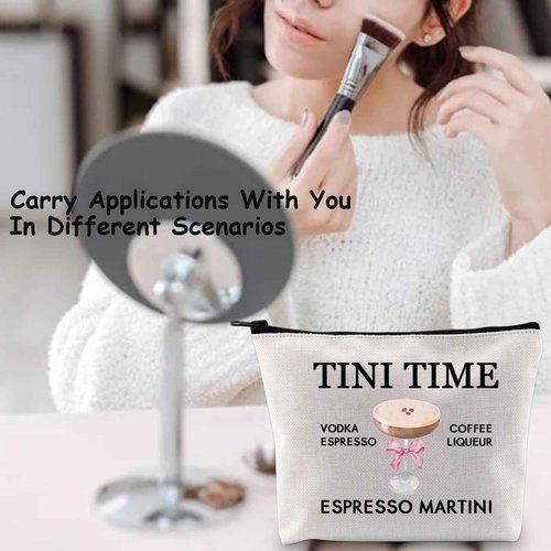 TSOTMO Espresso Martini Makeup Bag Tini Time Gift Cocktail Alcohol Martini Lovers Zipper Pouch (TINI TIME)