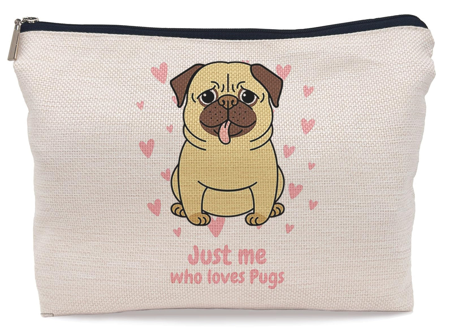 Lacosu Bulldog Makeup Bag Cosmetic Bags for Women, Pug Gifts for Pug Lovers, Pug Mom Gifts, Just Me Who Loves Pug Small Makeup Cosmetic Bag for Purse