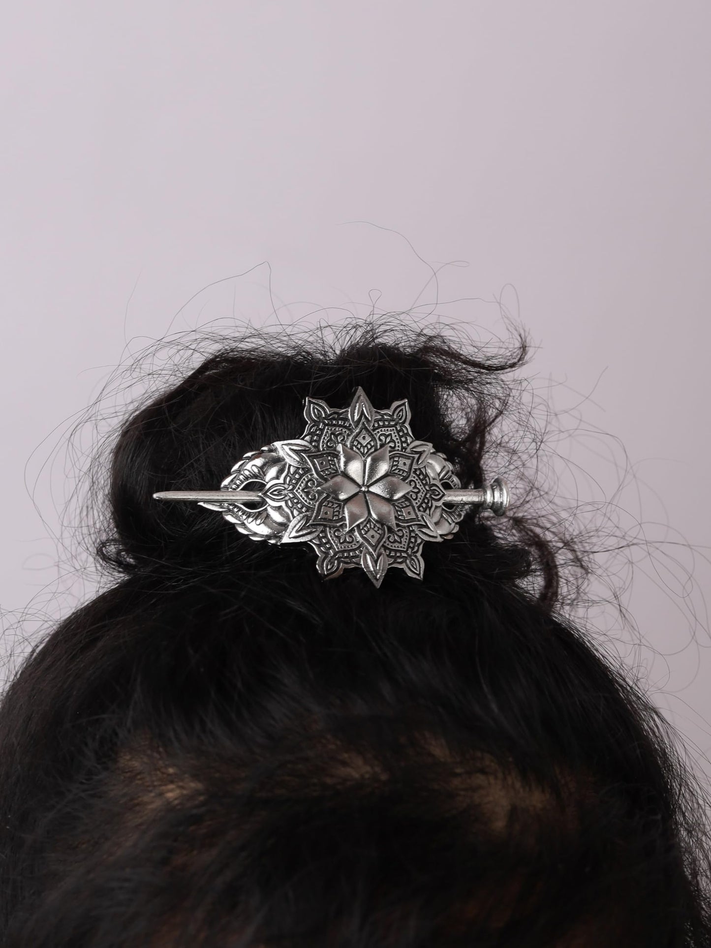 HAQUIL Mandala Flower Hairpin Vintage Jewelry for Women Retro Silver Vintage Metal Hair Barrette