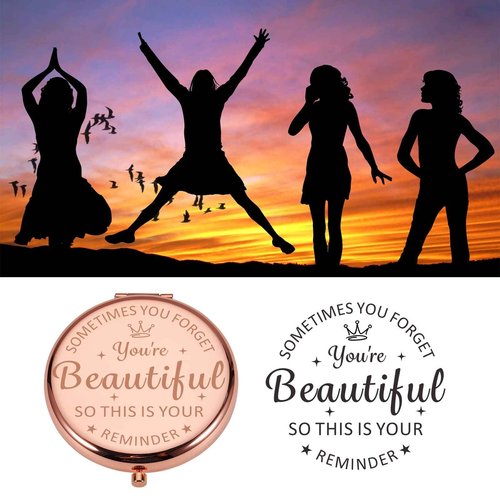 XPENMULBOJA Stocking Stuffers for Women 2025 Makeup Mirror Christmas Compact Mirror for Girl Daughter Mom Female Friends Inspirational Ideas for Wife Stocking Stuffers for Teen Girls