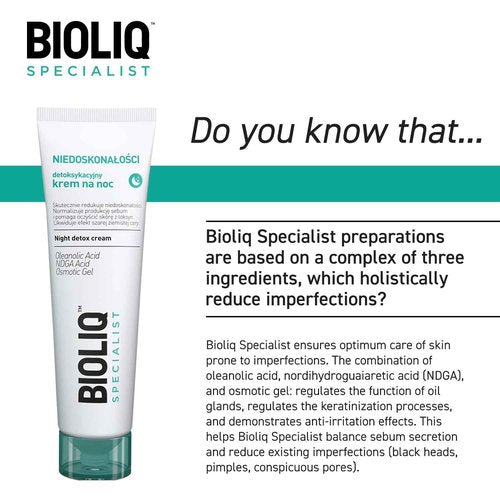 Bioliq - Specialist Night Detox Cream - for Imperfection-Prone Skin, Oleanolic Acid, NDGA, Osmotic Gel for Sebum Control and Toxin Cleansing - 30ml