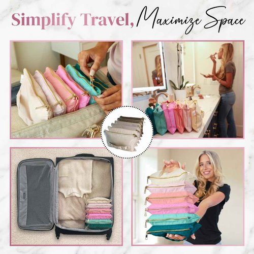 BOBBIE BAGS Accordion Makeup Bag, Travel Makeup Bag with 6 Compartments, Large Capacity Cosmetic Bags for Women, Toiletry Bag for Women, Makeup Organizer, Zipper Pouch Preppy Stuff
