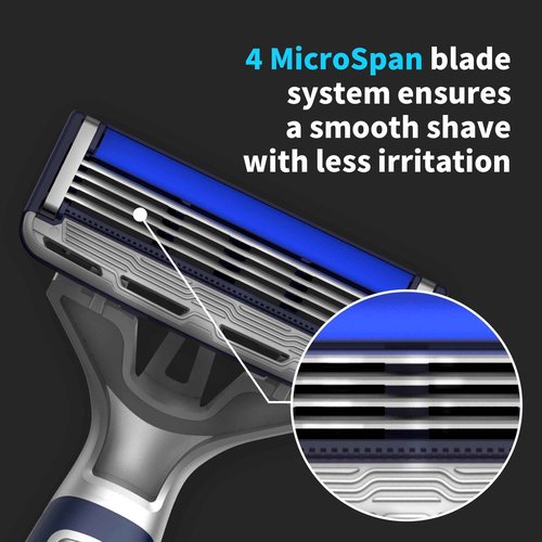 DORCO Pace Pro 4 Disposable Razors, 9 pack - Long Lasting 4 Blade Technology with a Precision Trimmer, Safety Guard Bar, Pivoting Head and Non-Slip Rubber Handle (9 Razors)
