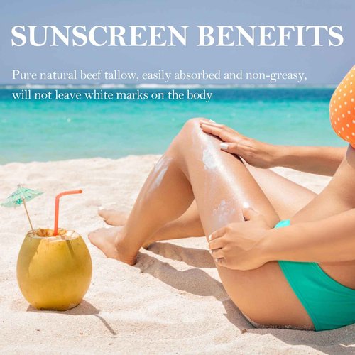 Beef Tallow Sunscreen, Sunscreen for Face, Natural Reef Safe Sunblock for Face Body, Non Greasy Clean Travel Sun Screen Sunblock for Sunmmer Outdoor Travel, 3 Packs