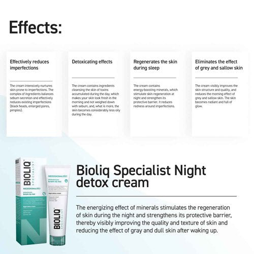 Bioliq - Specialist Night Detox Cream - for Imperfection-Prone Skin, Oleanolic Acid, NDGA, Osmotic Gel for Sebum Control and Toxin Cleansing - 30ml