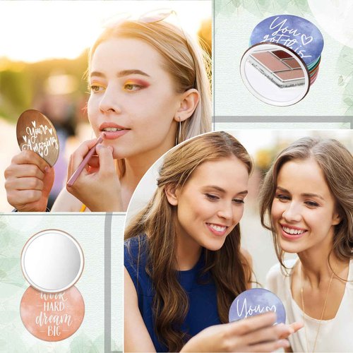Kigley 30 Pcs Operation Christmas Bulk Gifts Inspirational Compact Mirrors Bulk Gifts 2.76 Inch Small Portable Purse Pocket Mirrors for Operation Christmas Charity Box Fillers