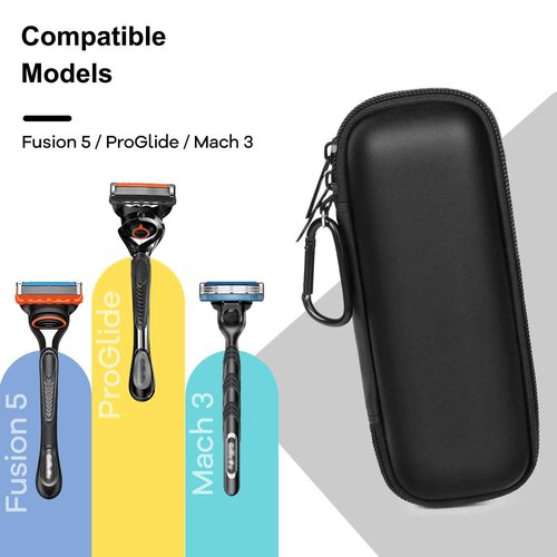 KXOYJAD Razor Travel Case for Gillette Fusion5, Mach3, ProGlide Shield Men's Razor & Harrys, Shockproof Waterproof Case