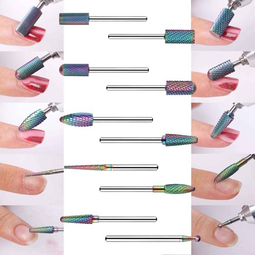 Makartt Nail File Zebra Nail Files 100 100 Grit Bundle with Nail Drill Bits Set, 10Pcs Tungsten Carbide Nail Drill Bits