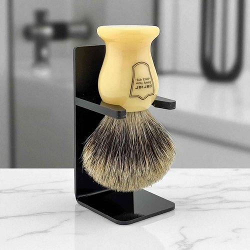 Parker 3-Band Pure Badger Bristle Shaving Brush – Faux Ivory Handle, Classic Wet Shave Brush for Lathering Shaving Soaps & Creams with Bladed Razors