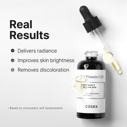 COSRX Pure Vitamin C 23% Serum with Vitamin E & Hyaluronic Acid, Hydrating Facial Serum for Fine Lines, Uneven Skin Tone & Dull Skin, 0.7oz/20g, Korean Skin Care, Stocking stuffers for women