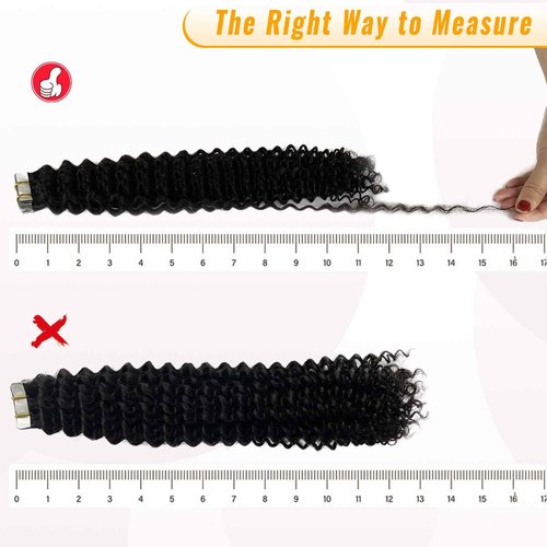 Curly Tape ins 20 pcs Kinky Curly Tape in Hair Extensions Human Hair Natrual Black for Women 18 Inch 50G