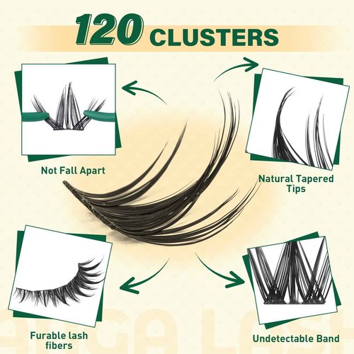 KEYYOULASH Manga Lash Clusters Kit 8-18mm Eyelash Clusters Kit DIY Lash Extension Kit Natural Fairy Cluster Lashes with Lash Bond Seal Remover Applicator Soft Thin Band(MG03)