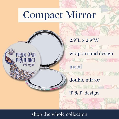 Steel Mill & Co Compact Mirror, Small Handheld Travel Mirror for Purse, Book Lovers/Book Club Stocking Stuffer Gift, Pride and Prejudice