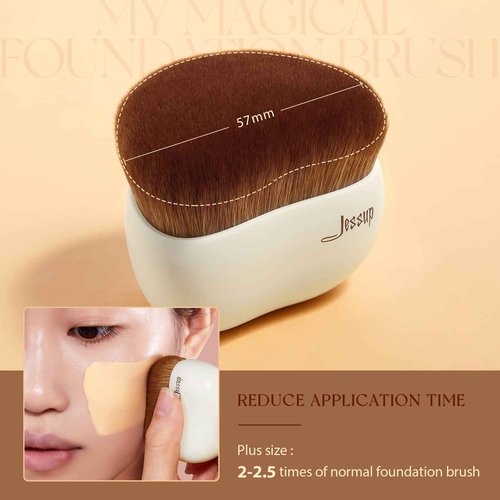 Jessup Eye Makeup Brush Set Professional 15pcs White/Rose Gold T217 with Foundation Brush Flat Top Kabuki Brush for Face Blush Liquid Powder SF002