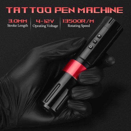 ATOMUS Cordless Tattoo Pen Machine Kit, 2000mah Rechargeable Pen Style Tattoo Cartridge Machine with Digital OLED Display 40pcs Tattoo Cartridge Needles 60pcs Ink Cups 6pcs Tattoo Dip Foam Cup
