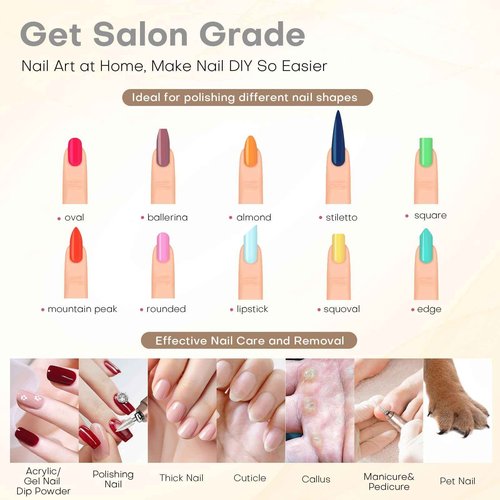 TUOBEO Nail Drill Electric Nail File Kit 45000 RPM Professional Efile Nail Set,Cordless Portable Rechargeable Acrylic Gel Nail Polish Remover Machine Pedicure Manicure Tool with for Salon Home Gold