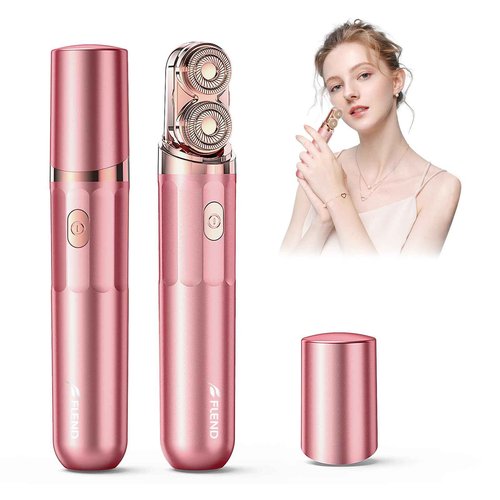 Facial Hair Remover for Women | Dual-Head Face Shaver Electric Hair Removal Device for Face,Lip, Chin | 2 Replacement Heads, Pink-1