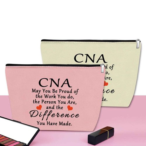 3PCS CNA Gift Certified Nursing Assistant Gifts Makeup Bag Gifts for CNA Medical Nurse Appreciation Gift for Women CNA Week Gifts Thank You Gift Retirement Birthday Gift Cosmetic Bag Zipper Pouch