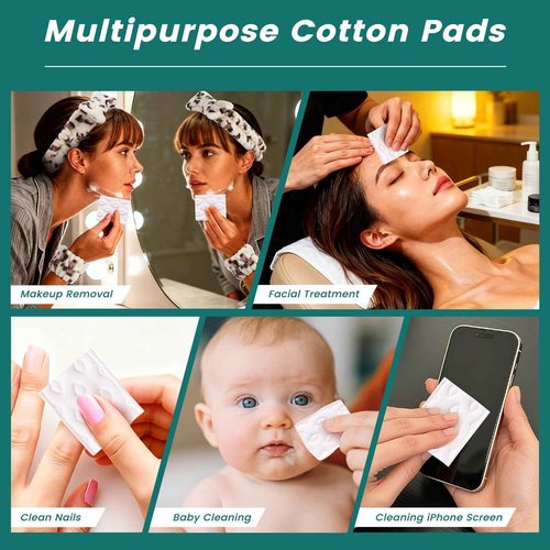 Cotton Pad Holder Christmas Birthday Gifts Sets For Women,Automatic Reusable Square Dustproof Waterproof Cosmetic Bathroom Pad Dispenser include Headband,Wrist Bands,Hair Clips Scented Candles