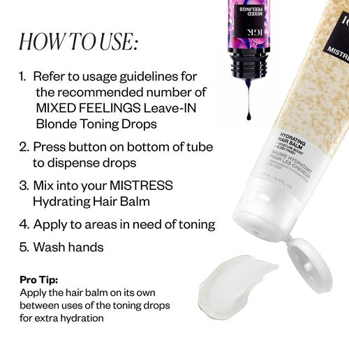 IGK - MISTRESS X MIXED FEELINGS - Hydrating Hair Balm & Blonde Toning Bundle - Control Frizz, Adds Shine, Enhances Color - Haircare Bundle