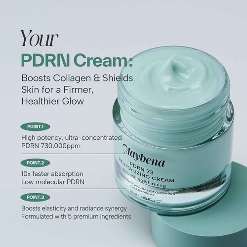 Maybena PDRN 73 Revitalizing Cream (73% Plant PDRN, Fast Absorbing Formula) – Korean Beauty Skin Care Moisturizer for Face Skincare Facial