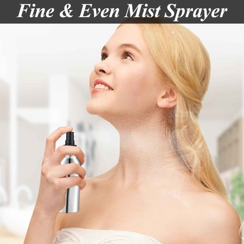 8 Pcs 120ml/4oz Aluminum Fine Mist Spray Bottles Reusable Fine Mist Sprayer Bottle Metal Atomizer Cosmetic Storage for Travel Toner Perfume Essential Oil Liquid
