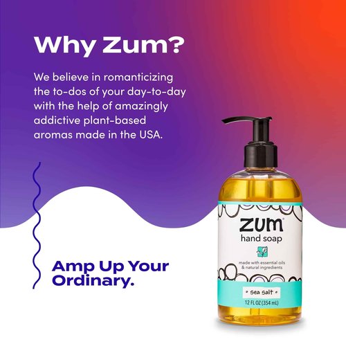 Zum Indigo Wild Hand Soap - Natural Liquid Hand Soap - for Bathroom & Kitchen - Sea Salt Scent - 12 oz (4 Pack)