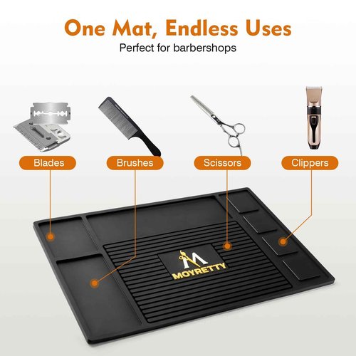 MoyRetty Magnetic Barber Organizer Mat for Clippers Barber Shop Salon Anti-Slip Silicone Pad Rubber Heat-Resistant, for Heavy Clippers and Trimmers (Style 2)