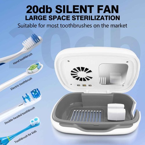 Toothbrush Covers Case and Holder with Light,Toothbrush San itizer Cover with Holder, Rechargeable Portable Toothbrush Cleaner Case, Toothbrush Box Fan with Dryer