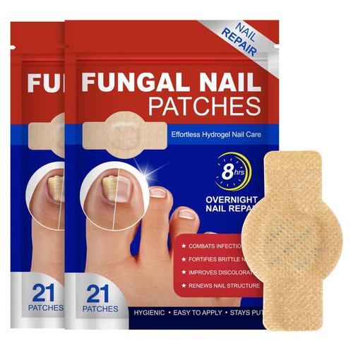 2 Pack Nail Patches-21 Patch Toenail Treatment Extra Strength Renewal Nail Pacthes for Damaged, Discolored, Yellow, Thick, Brittle Toenails 8-Hour Overnight Repair, Breathable & Hypoallergenic
