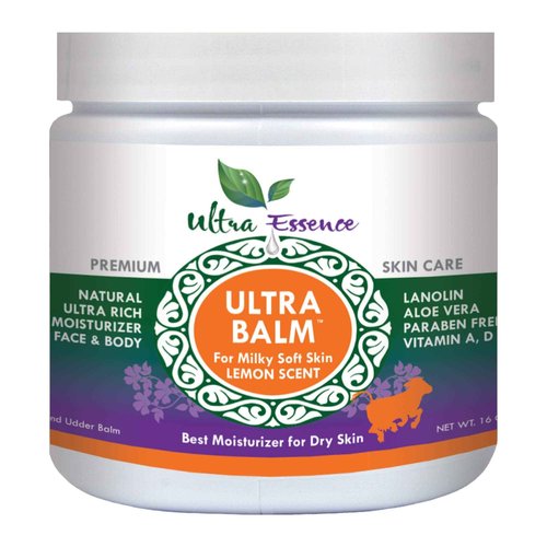 Ultra Balm Daily Moisturizer 16 oz For Dry Itchy Skin, Psoriasis and Eczema, Contains Lanolin, Vitamins A, D & E, Aloe Vera, To Moisturize Face, Body, Dry Hands & Cracked Heels (Lemon)