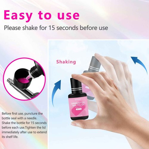QUEVINA 16 Colors Airbrush Gel Nail Polish Set – Safe, Odorless Formula for Stunning Baby Boomer Nail Art – No Dilution Needed, Long-Lasting & Vibrant Shades 16X15ml