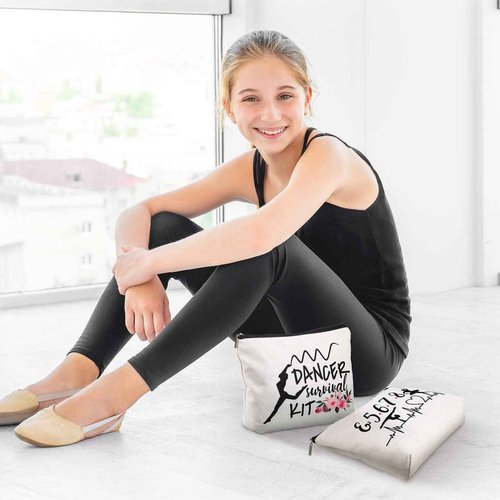 Tondiamo 4 Pcs Dancer Appreciation Gifts Dance Makeup Cosmetic Bags Ballerina Ballet Lover Bag Toiletry Zipper Travel Pouch Gift for Christmas Women Teacher Team