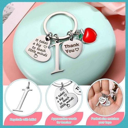 MTLEE 2 Pcs Christmas Teacher Appreciation Gift Women Teacher Kit Present Women Makeup Pouch Cosmetic Bag Thank You Keychain (I Shape)