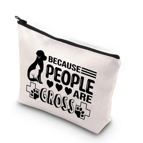 WCGXKO Veterinarian Gift Because People Are Gross Animal Lover Zipper Pouch Makeup Bag for Vet Tech (People Are Gross)