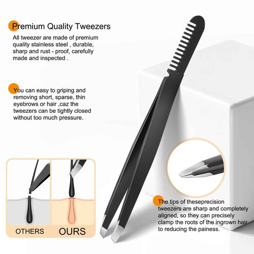 Tweezers Set,Precision Tweezers for Eyeborw Facial Hair Ingrown Hair Splinter Removal,Tweezers and Nail Clippers Set,Travel Nail Clippers Kit with Tweezer Manicure Tool, Grooming Kit Gifts for Men