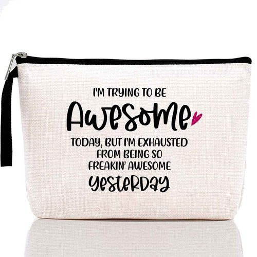 Hanamiya Na Inspirational Gifts Makeup Bag Funny Office Gifts Sarcastic Zipper Pouch Bag Cosmetic Bag Christmas Birthday Work Gag Gift for Coworkers Boss