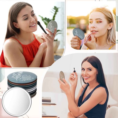 GlikCeil 80 Pcs Christian Compact Mirrors for Women Inspirational Bible Verse Scripture Pocket Mirrors Bulk Mini Purse Makeup Mirror for Grandma Pastor's Wife Christmas Church Party Favor