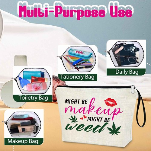 Creakraft Funny Green Leaf Makeup Bag Humor Leaves Travel Cosmetic Pouch Gifts for Women Friends BFF Girls Toiletry Make Up Bag Fun Present Birthday Graduation Christmas