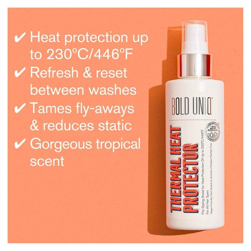 BOLD UNIQ Heat Protectant Spray & Boldplex 3 Bundle for Hair: Thermal Protector up to 450ºF, Bond Repair Protein Treatment Mask for Dry, Damaged Hair - Paraben & Sulfate-Free