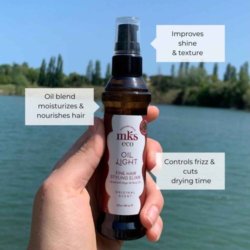 MKS Eco Hair Styling Elixir - Original 2 fl oz - Moroccan Argan Oil and Hemp Seed Oil for Fine Hair - Moisturizing, Nourishing & Frizz Control - Vegan & Cruelty-Free