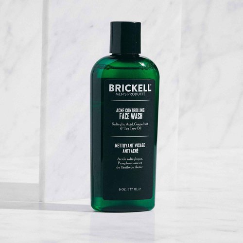 Brickell Men's Acne Face Wash for Men, Natural and Organic Men's Acne Face Wash to Cleanse Skin and Eliminate Acne, Clears Breakouts, 2% Salicylic Acid, 6 Ounces