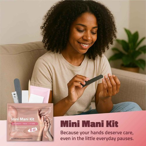 Mini Mani Kit – Disposable Manicure Set with Nail Clipper, File, Buffer, Cuticle Stick, Remover Pad & Alcohol Wipe – Single-Use Nail Care Kit for Travel, Events, or Bulk Hygiene (Regular, 5, Count)