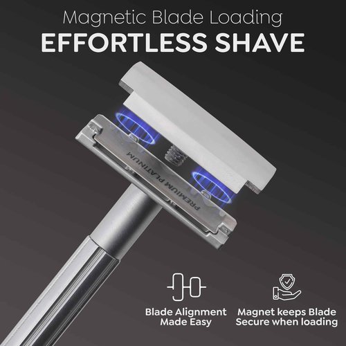 Parker Safety Razor, The SOLOEDGE – Single Edge Razor with Magnetic Head & 100 Platinum SE Blades – Precision Shaving, Reusable & Plastic-Free Razor for Men & Women