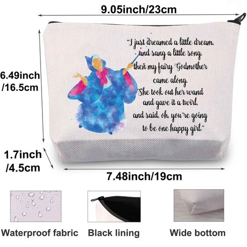 BWWKTOP Fairy Godmother Cosmetic Makeup Bag Fairy Godmother Gifts Fairy Tale Inspired Gifts Magical Princess Makeup Zipper Pouch Bag (i just dreamed)