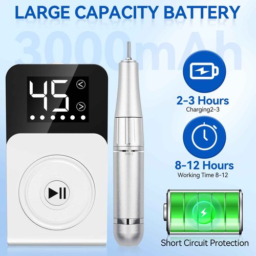 Urbuti Nail Drill, Professional 45000RPM Electric Nail File with 12 Drill Bits Remover Gel Nail Polish Acrylic Nails Manicure for Salon Home(White)